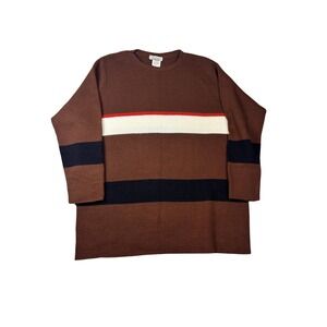 Fashion Formulas Striped Knit Sweater Women 1X Brown Excellent Retro Made in USA
